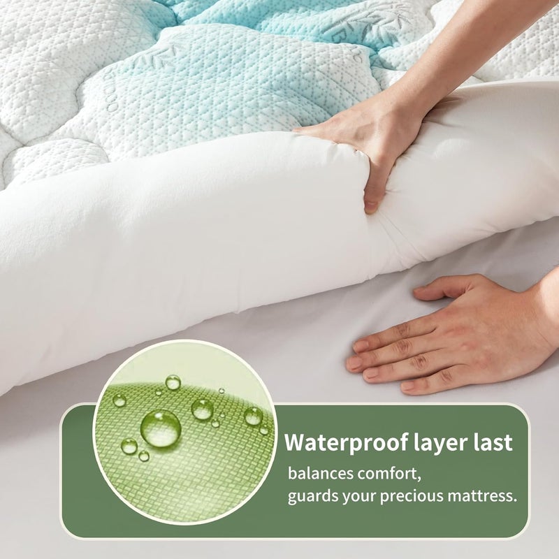 Secgo Premium 100% Waterproof Full Mattress Topper, Breathable Mattress Pad, Rayon from Bambo Bed Protector, Deep Pocket Sheet Cover 8"-21" - Image 2