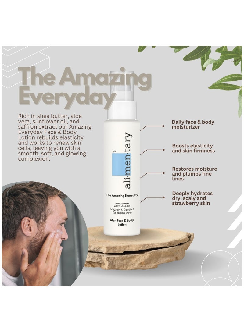 alimentary - Alimentary Amazing Everyday Face Moisturizer for Men | Works against Beard Dandruff | Brightening Face Cream | Fast Absorbing & Light Body Lotion for Dry Skin |90% Active Natural Ingredients | Beard Oil - Image 1
