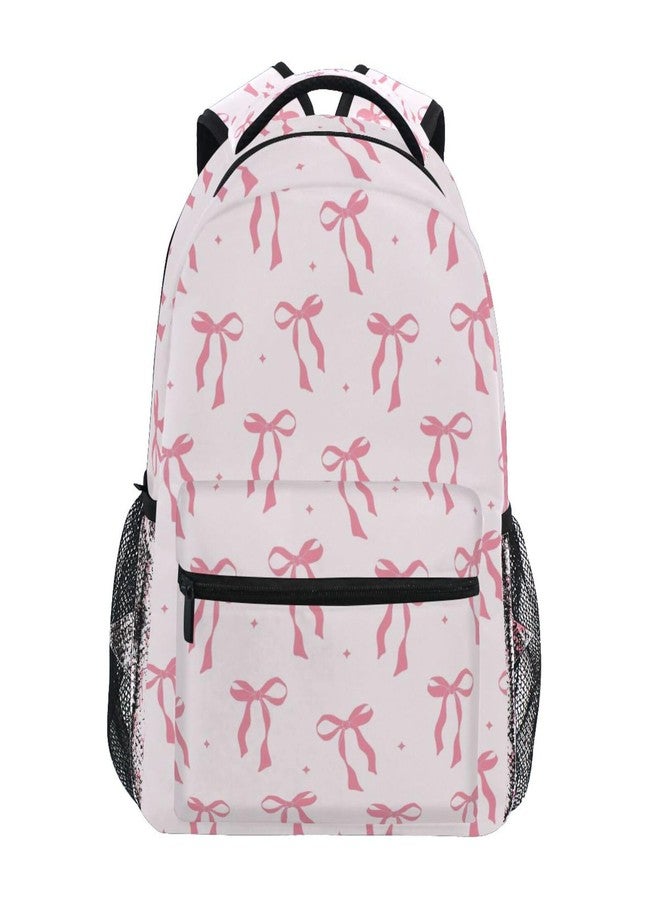 Krafig Cute Pink Ribbon Bow Boys Girls Kids School Backpacks Bookbag, Elementary School Bag Travel Backpack Daypack, Multicolor, Medium, Daypack Backpacks - Image 1