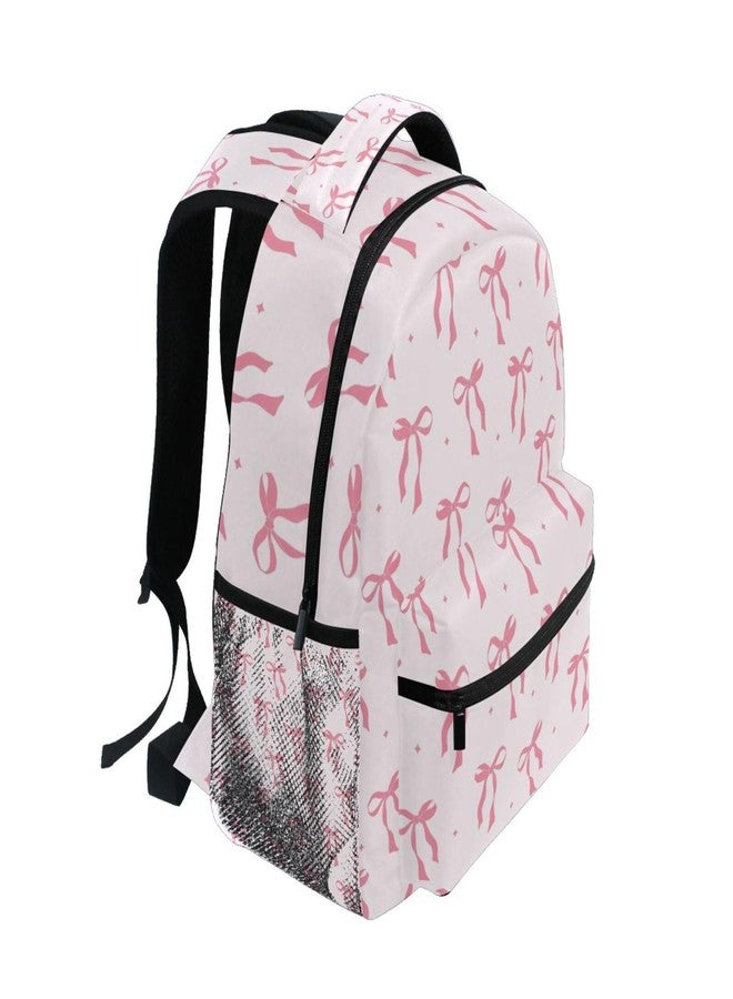 Krafig Cute Pink Ribbon Bow Boys Girls Kids School Backpacks Bookbag, Elementary School Bag Travel Backpack Daypack, Multicolor, Medium, Daypack Backpacks - Image 2