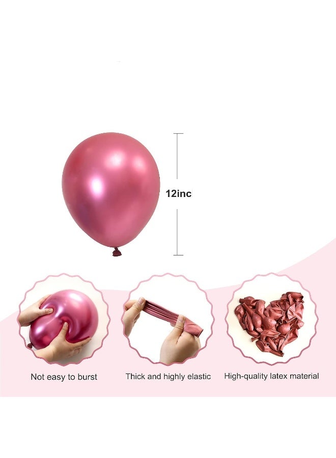 Goldedge - 50 PCS Chrome Pink Balloons, 12 Inch Latex Balloons for Birthday and Party Decoration - Image 2