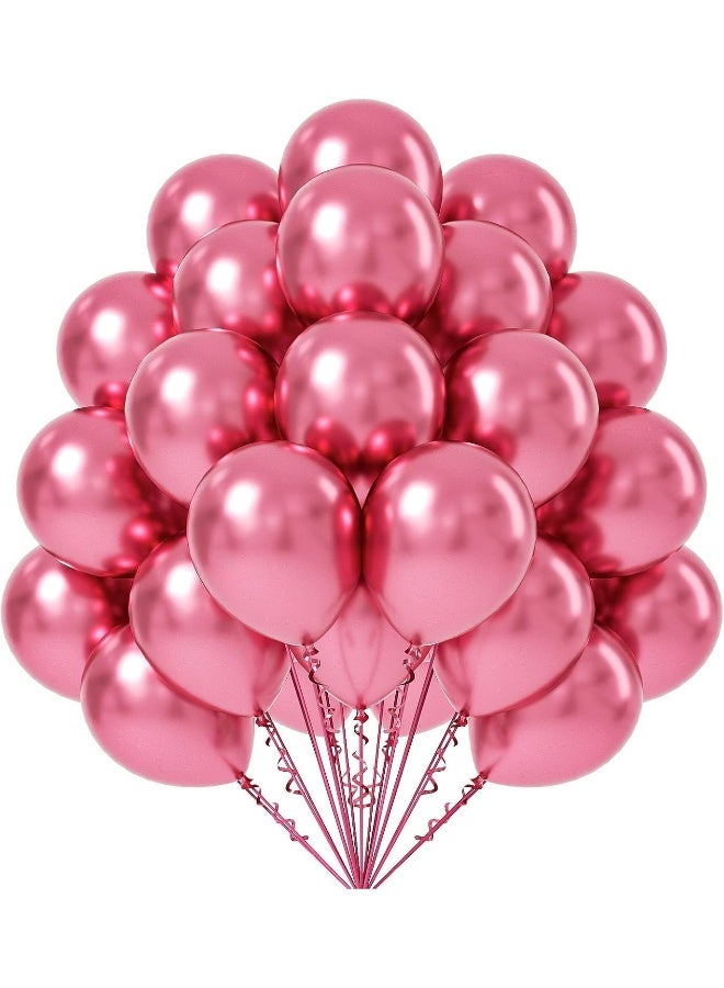 Goldedge - 50 PCS Chrome Pink Balloons, 12 Inch Latex Balloons for Birthday and Party Decoration - Image 1