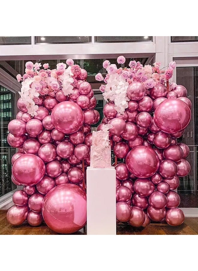 Goldedge - 50 PCS Chrome Pink Balloons, 12 Inch Latex Balloons for Birthday and Party Decoration - Image 4