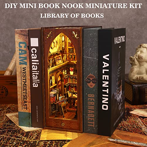 Spilay DIY Dollhouse Miniature Book Nook Assemble Kit,3D Wooden Puzzle Bookshelf Insert Decor with Sensor Light Music Box, Bookends Model Build-Creativity Kit for Adults Women Birthday Gift (SL06) - Image 3