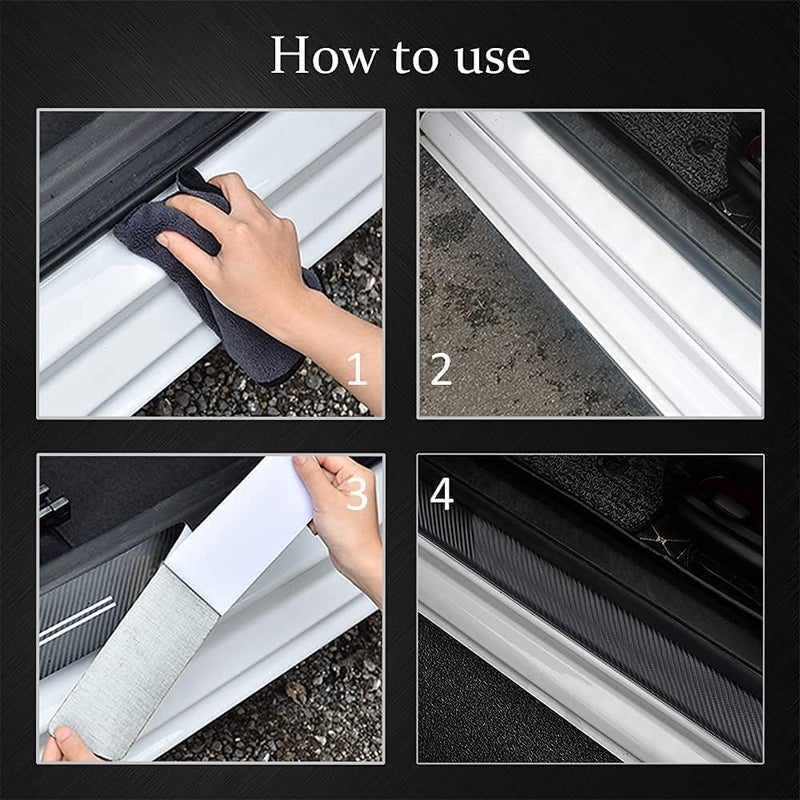 Car Door Sill Protectors 4pcs Anti-Scratch - Non-Slip Carbon Fiber Sills for Car Interior Decoration - Image 5
