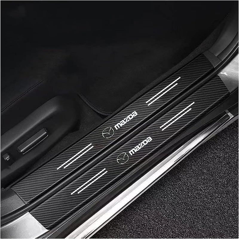 Car Door Sill Protectors 4pcs Anti-Scratch - Non-Slip Carbon Fiber Sills for Car Interior Decoration - Image 1