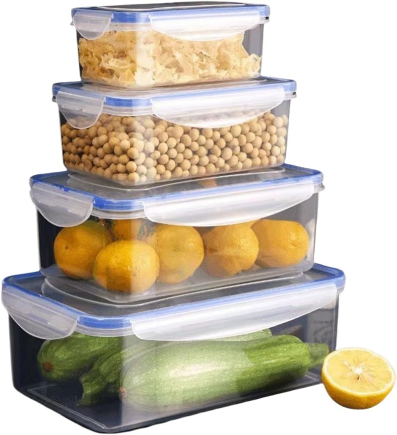 Lullaxx Food Container For Kitchen,Food Storage,Plastic Container,4-Piece Reusable Plastic,Meal Prep Container Set,Stackable Kitchen Organizers,Microwaveable,Freezer-Safe,Dishwasher-Safe - Image 1