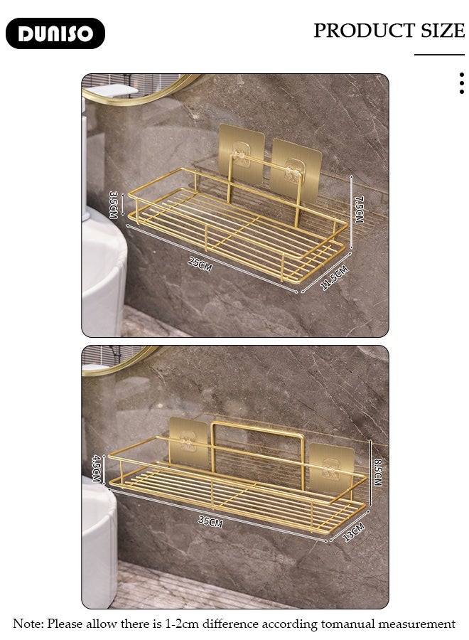 DUNISO 2packs Shower Caddy Shelves Organizer, Self Adhesive Rack Storage Shelf for Inside Shower No Drilling, Wall Mounted Stainless Steel Bathroom Shower Wall Organization for Bathroom - Image 2