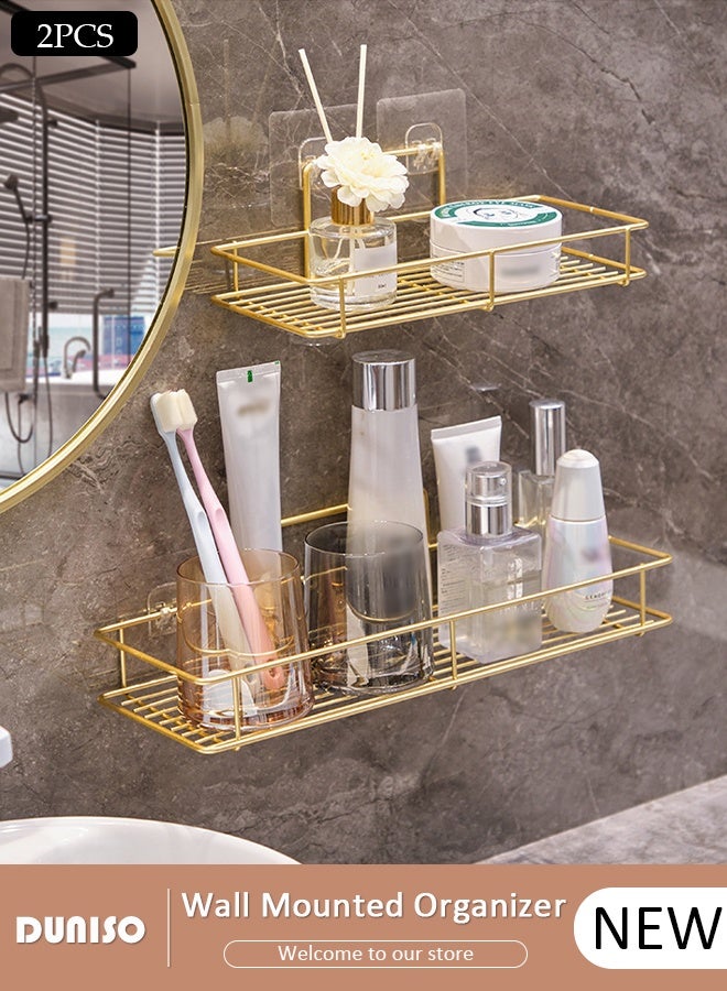 DUNISO 2packs Shower Caddy Shelves Organizer, Self Adhesive Rack Storage Shelf for Inside Shower No Drilling, Wall Mounted Stainless Steel Bathroom Shower Wall Organization for Bathroom - Image 1