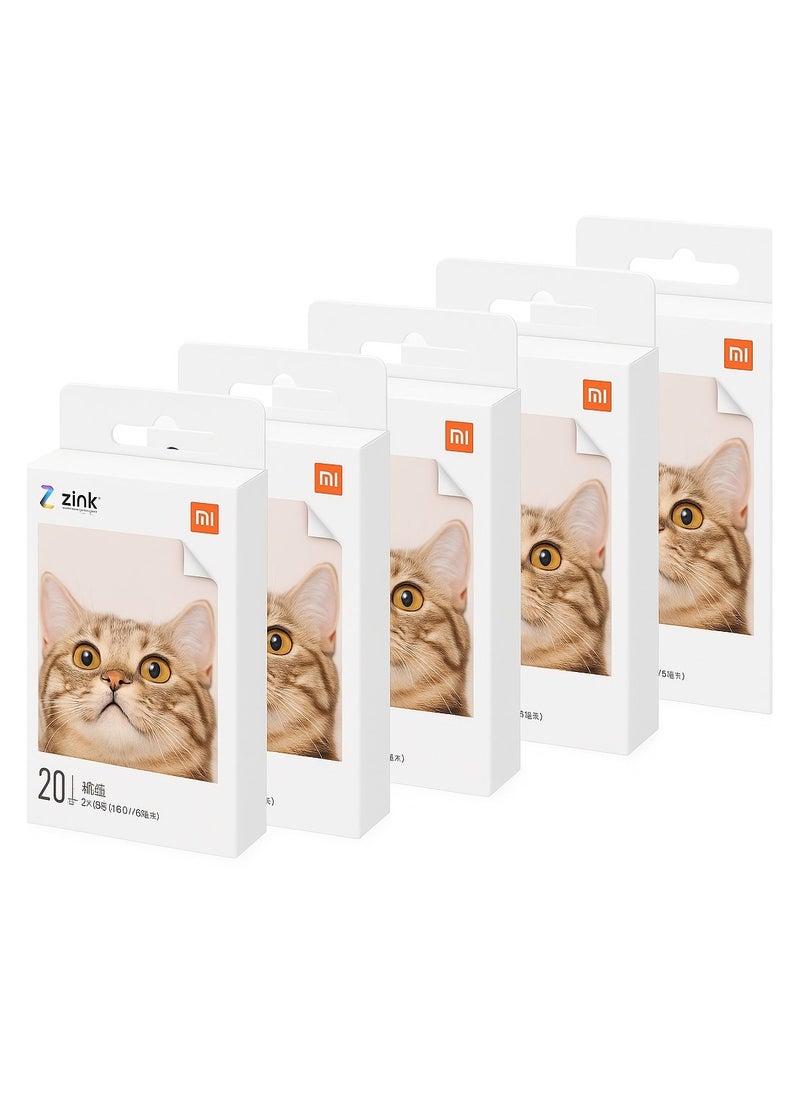 Xiaomi Xiaomi ZINK Photo Paper 2x3 inch – 20 Sheets per Pack (Total 100 Sheets, Pack of 5) | Sticky-Back, Ink-Free Printing, Compatible with Mi Portable Photo Printer  - Image 1