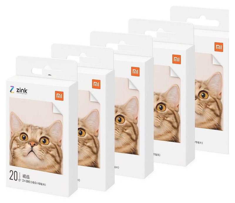 Xiaomi ZINK Photo Paper 2x3 inch – 20 Sheets per Pack (Total 100 Sheets, Pack of 5) | Sticky-Back, Ink-Free Printing, Compatible with Mi Portable Photo Printer - Image 1