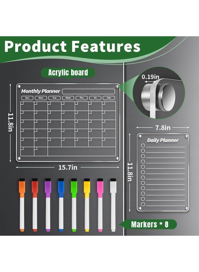 FINDMAG Acrylic Magnetic Dry Erase Board for Fridge, Magnetic Calendar for Refrigerator, Shopping List for Fridge, Clear Notepad Note Chore Chart for Adults with 8 Colors Markers, 16"x12" - Image 5