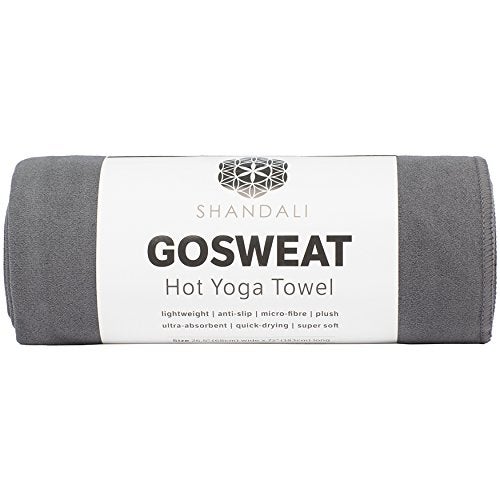 Shandali Hot Yoga GoSweat Microfiber Hand Towel in Super Absorbent Premium Gray Suede for Bikram, Pilates, Gym, and Outdoor Sports. 16 x 26.5 inches. - Image 1