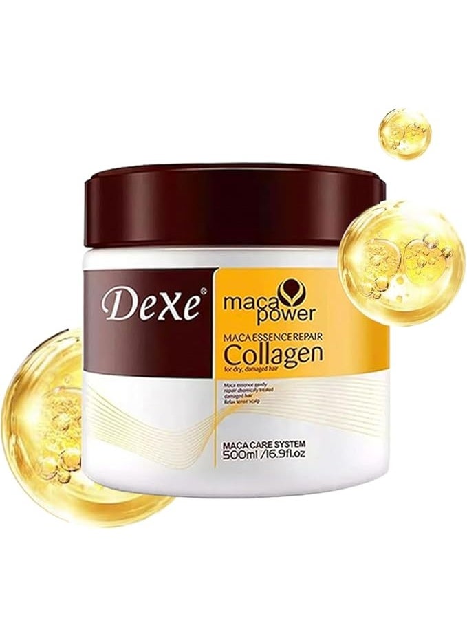 Maca Power Hair Collagen Treatment Natural Argan Oil Mask for Hair Deep Conditioning for Dry and Damaged Hair All Hair Types 16.9 Oz 500ml