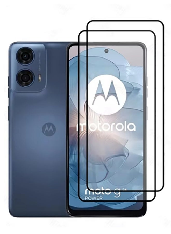 دوسالا حزمة 2 من واقي الشاشة الزجاجي المقوى لموتورولا موتو G24، فيلم حماية بصلابة عالية لموتورولا موتو G24، شفافة للغاية، مقاومة للخدوش، فيلم زجاجي مقوى خالي من الفقاعات - Image 1