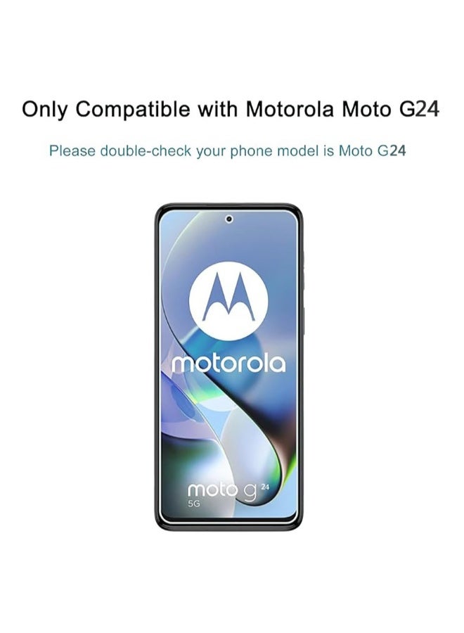 دوسالا حزمة 2 من واقي الشاشة الزجاجي المقوى لموتورولا موتو G24، فيلم حماية بصلابة عالية لموتورولا موتو G24، شفافة للغاية، مقاومة للخدوش، فيلم زجاجي مقوى خالي من الفقاعات - Image 2