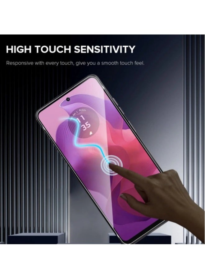 دوسالا حزمة 2 من واقي الشاشة الزجاجي المقوى لموتورولا موتو G24، فيلم حماية بصلابة عالية لموتورولا موتو G24، شفافة للغاية، مقاومة للخدوش، فيلم زجاجي مقوى خالي من الفقاعات - Image 5