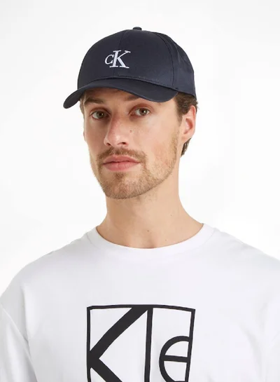 Calvin Klein Jeans Men's Monogram Embroidered Cap - Polyester, Black