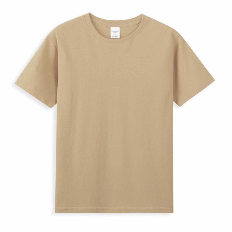 AG40 double yarn combed cotton short sleeve light plate blank 210g t-shirt printed group clothing cultural shirt printed logo Khaki 