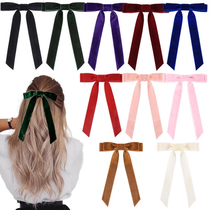 Aileam 10PCS Velvet Bows Hair Clip Ribbon Accessories Ponytail Holder Hair Bow for Women Girls Toddlers Teens Kids