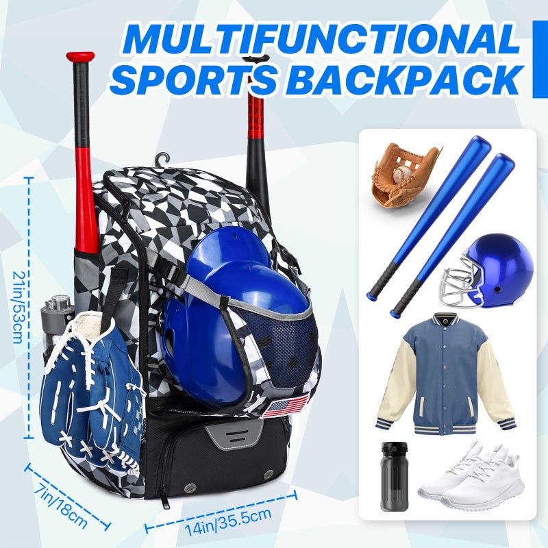 GOTECH Softball Bag for Youth & Adults, Baseball Bag with Fence Hook, Lightweight Bat Backpack with Shoe Compartment, Large Main Compartment for Helmet - Image 2