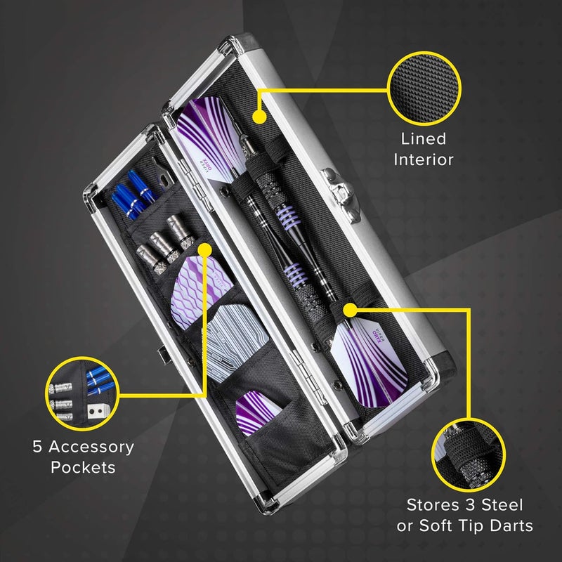 Casemaster Accolade Aluminum Dart Case for 3 Steel Tip and Soft Darts - Slim and Portable Design - Image 2
