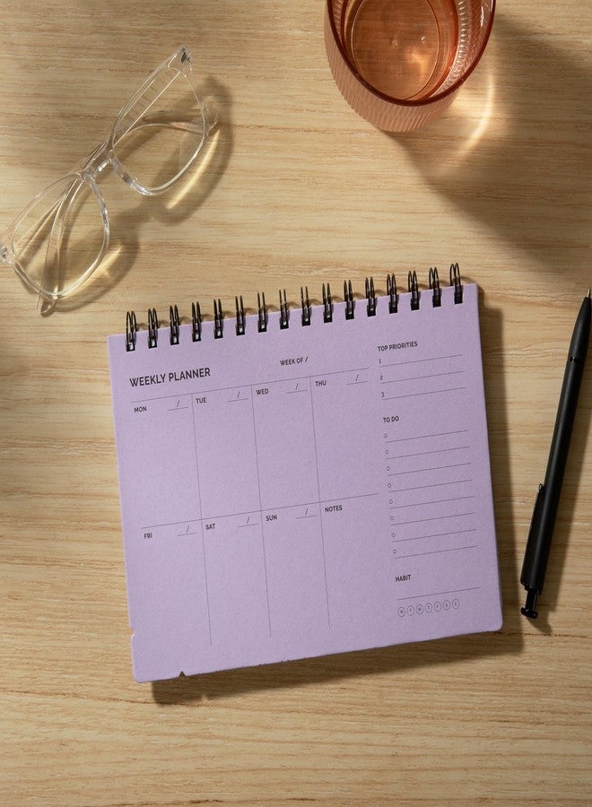 Two Tumbleweeds Undated Weekly Planner Notebook - Spiral Bound, 60 Pages, 5.75 x 8.5" (A5 size), Purple Cover - Image 4