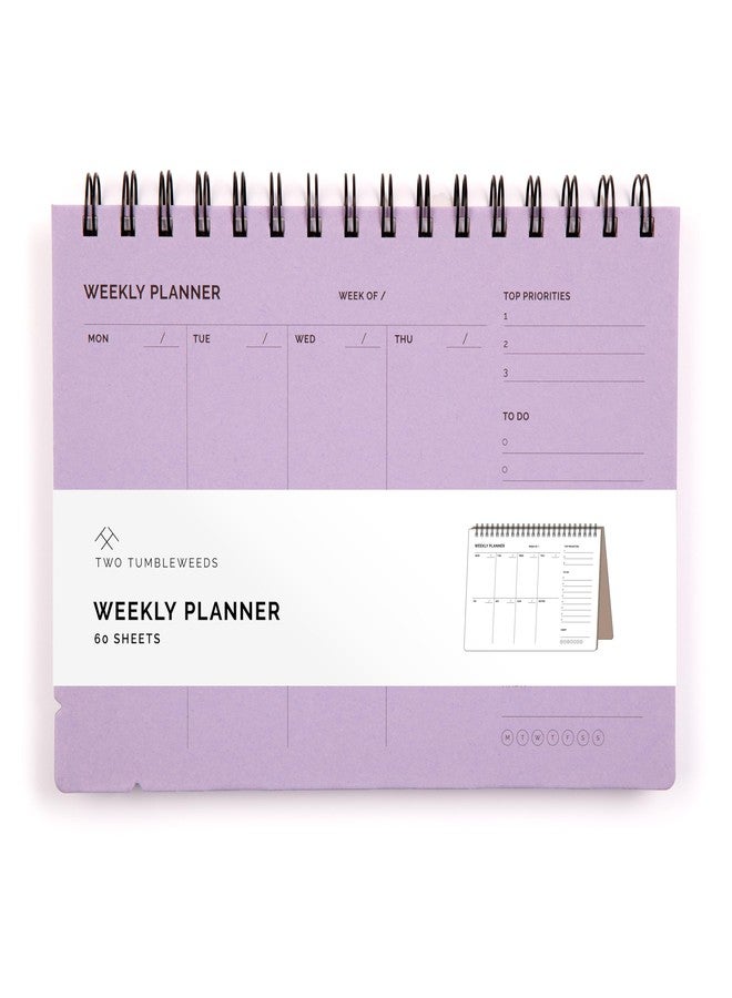Two Tumbleweeds Undated Weekly Planner Notebook - Spiral Bound, 60 Pages, 5.75 x 8.5" (A5 size), Purple Cover - Image 1