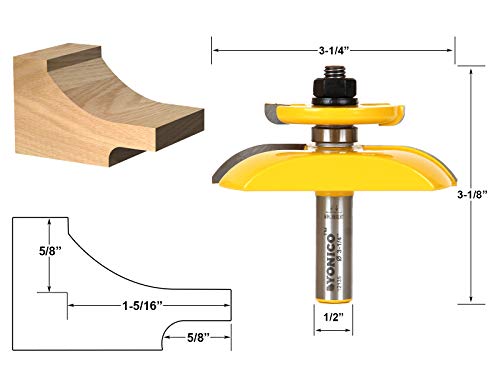 YONICO Router Bits Raised Panel with Back Cutter 314Inch Cove 12Inch Shank 12135 - Image 3