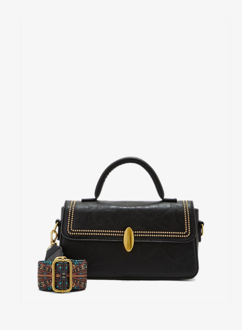 Printed Strap Stud Detail Crossbody Bag for Women