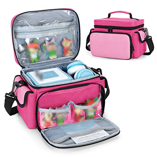 LoDrid Carrying Case Compatible with Tonie Box 2/1, Portable Bag with Shoulder Strap for Audio Player Starter Set, Headphones Charging Station Storage, Rose Red (Bag Only)(Patent Design) - Image 1