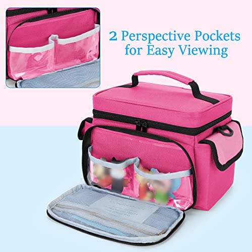 LoDrid Carrying Case Compatible with Tonie Box 2/1, Portable Bag with Shoulder Strap for Audio Player Starter Set, Headphones Charging Station Storage, Rose Red (Bag Only)(Patent Design) - Image 3