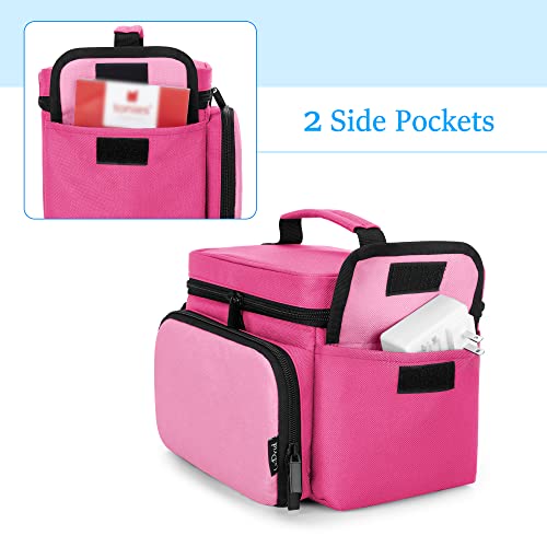 LoDrid Carrying Case Compatible with Tonie Box 2/1, Portable Bag with Shoulder Strap for Audio Player Starter Set, Headphones Charging Station Storage, Rose Red (Bag Only)(Patent Design) - Image 4