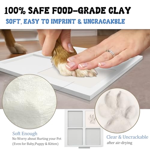 MYPAWLETS Ink & Clay Paw Print Kit for Dog Cat,Clean-Touch Ink Pad & Soft Clay,Pet Paw Print Impression Kit Large Area,Keepsake Frame for 1-2 Pets,Cat/Dog Gifts - Image 4