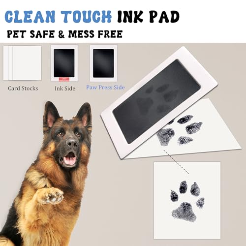 MYPAWLETS Ink & Clay Paw Print Kit for Dog Cat,Clean-Touch Ink Pad & Soft Clay,Pet Paw Print Impression Kit Large Area,Keepsake Frame for 1-2 Pets,Cat/Dog Gifts - Image 3