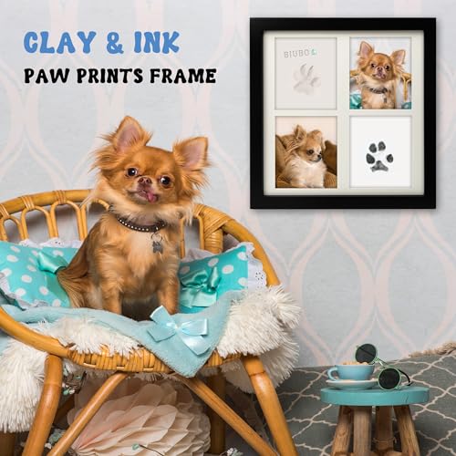 MYPAWLETS Ink & Clay Paw Print Kit for Dog Cat,Clean-Touch Ink Pad & Soft Clay,Pet Paw Print Impression Kit Large Area,Keepsake Frame for 1-2 Pets,Cat/Dog Gifts - Image 2