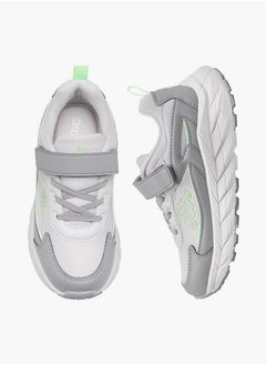 Kappa Boys' Logo Detail Sports Shoes with Hook and Loop Closure  - Image 1
