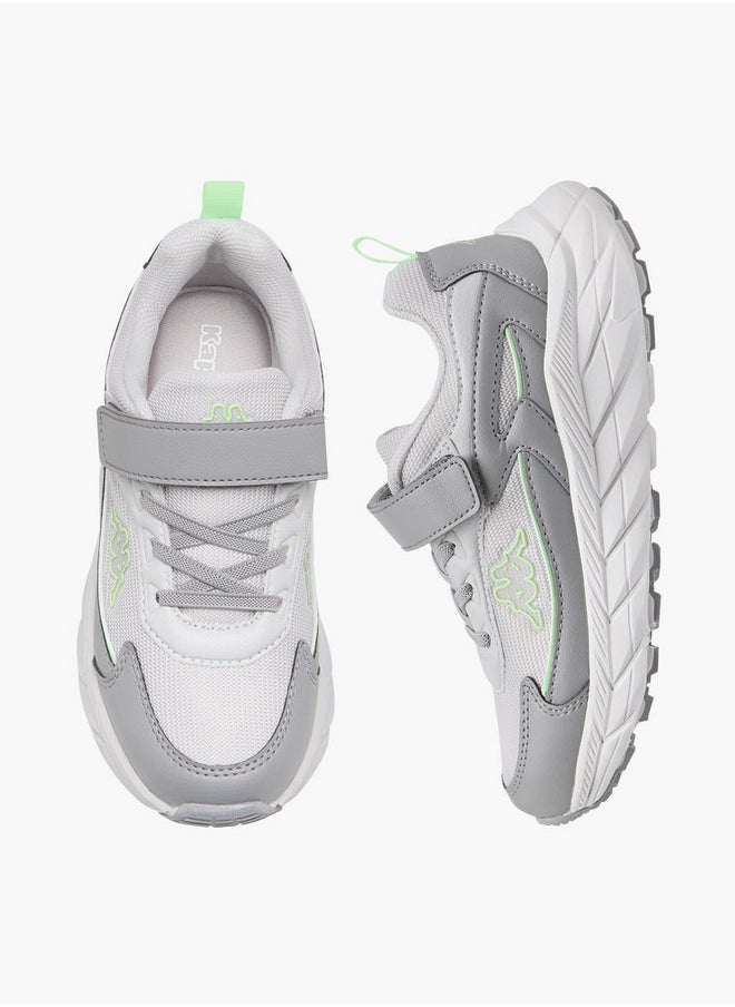 Kappa Boys' Logo Detail Sports Shoes with Hook and Loop Closure  - Image 1