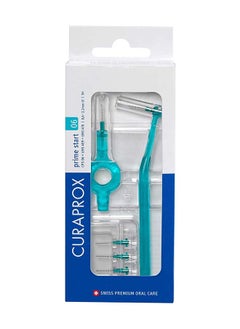 CURAPROX Curaprox CPS 06 Prime Start Interdental Brush Kit، فيروزي - 5 × 0.6 مم - 2.2 مم فرش بين الأسنان + 2 حامل فرشاة أسنان بين الأسنان  - Image 1