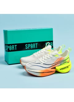 Cushioning Carbon Plate Racing Shoes Couples Style Running Sneakers Breathable Lightweight Rubber Outsole Marathon Sports Shoes WD-1980 Standard White