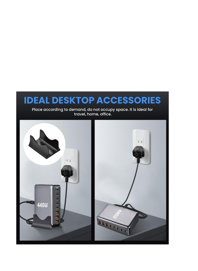 Terabyte 440W GaN USB C Fast Charger, 8 Port Charging Station Hub Block, Wall Charger Power Strip Adapter Plug Cube Laptop Charger For MacBook Air Sumsung iPhone iPad - Image 4