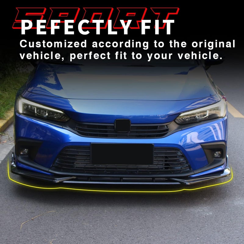 ARCHAIC Front Spoiler for 11th Gen Civic Sedan 2021-up - ABS Bumper Lip Chin Spoiler (Carbon Fiber Print) - Image 3