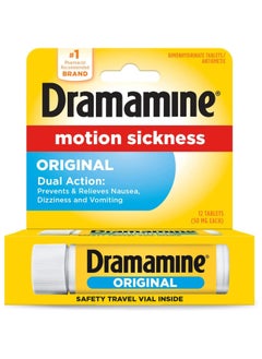 Dramamine 12 tablets with an original formula to relieve motion sickness nausea and vomiting 
