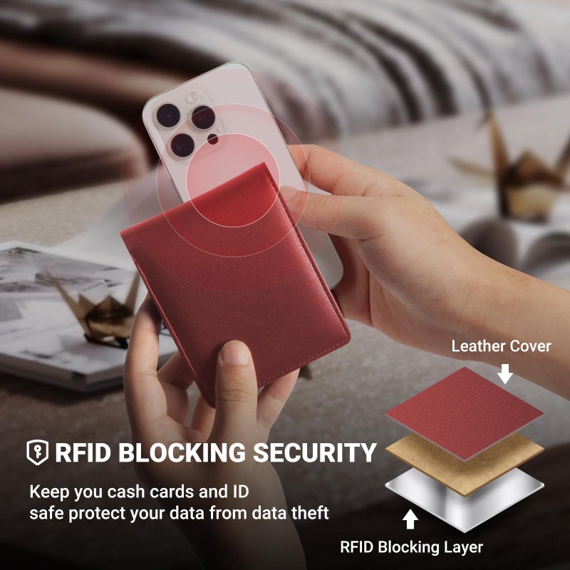 GNDR Wallet For Men RFID Blocking Red Wallets Bifold Faux Leather Card Holder Front Pocket Mens Accessories With Gift Box - Image 4