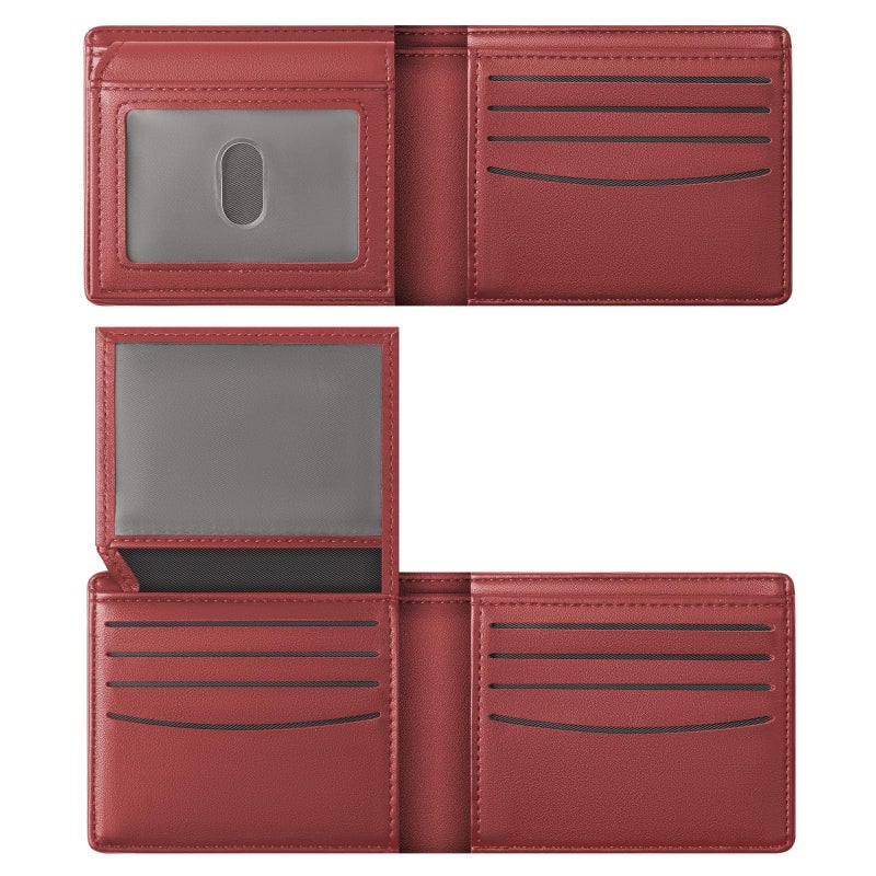 GNDR Wallet For Men RFID Blocking Red Wallets Bifold Faux Leather Card Holder Front Pocket Mens Accessories With Gift Box - Image 1