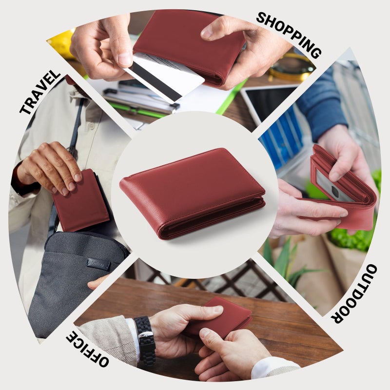 GNDR Wallet For Men RFID Blocking Red Wallets Bifold Faux Leather Card Holder Front Pocket Mens Accessories With Gift Box - Image 5