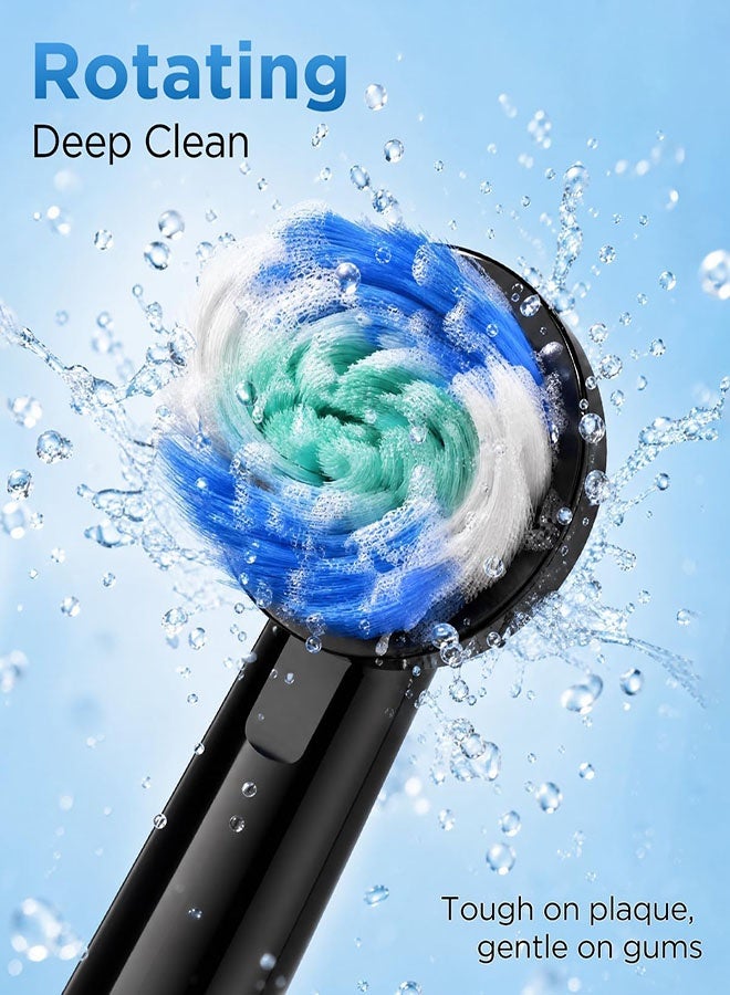 CubeG Rotating Electric Toothbrush for Adults with 8 Brush Heads, Travel Case, 5 Cleaning Modes with Sonic Vibration, PX 7 Level Waterproof, 3 Hours Fast Charge, Up to 180 Days of Use Black - Image 3