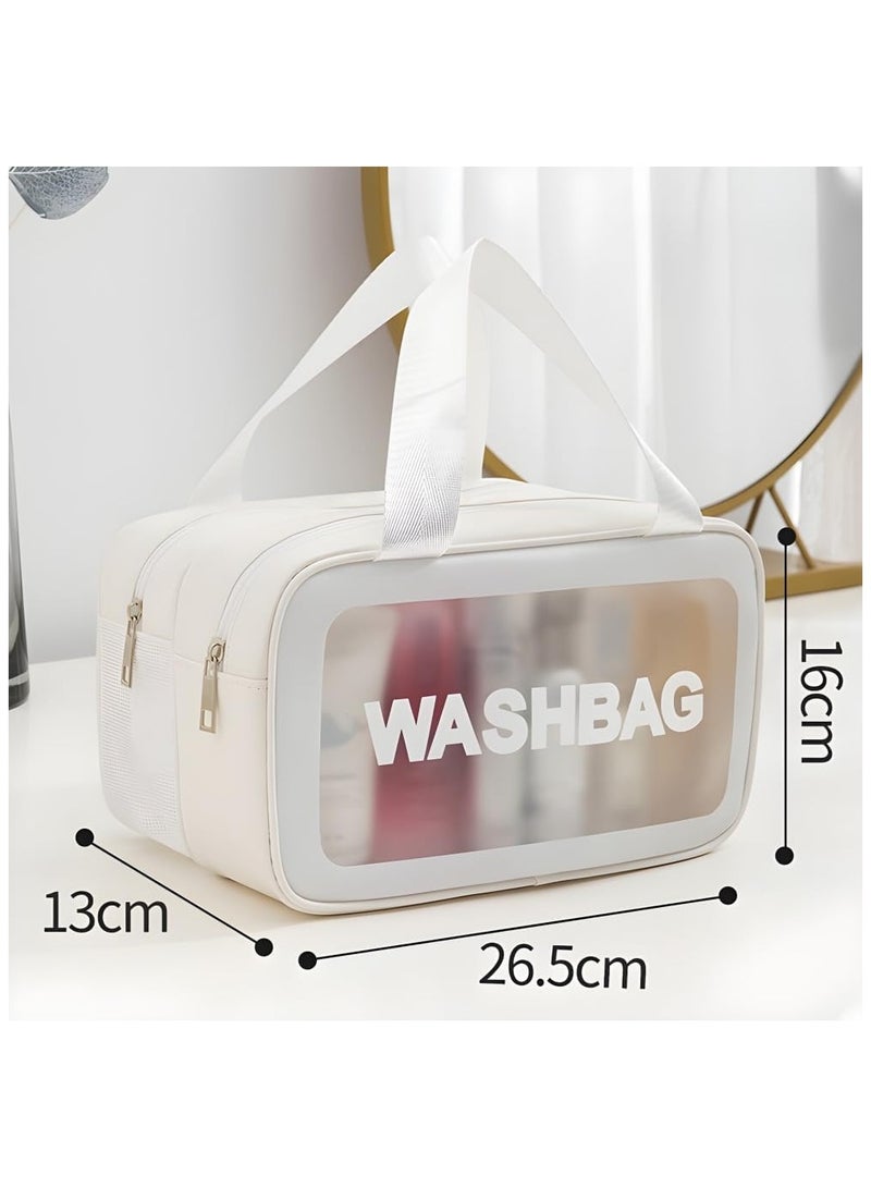 مجموعة حقائب أدوات الزينة للسفر من توميس، 3 قطع من حقائب مستحضرات التجميل الشفافة المقاومة للماء، حقيبة منظمة للرطب والجاف، حقيبة غسيل بمقبض وسحاب مزدوج،... - Image 4