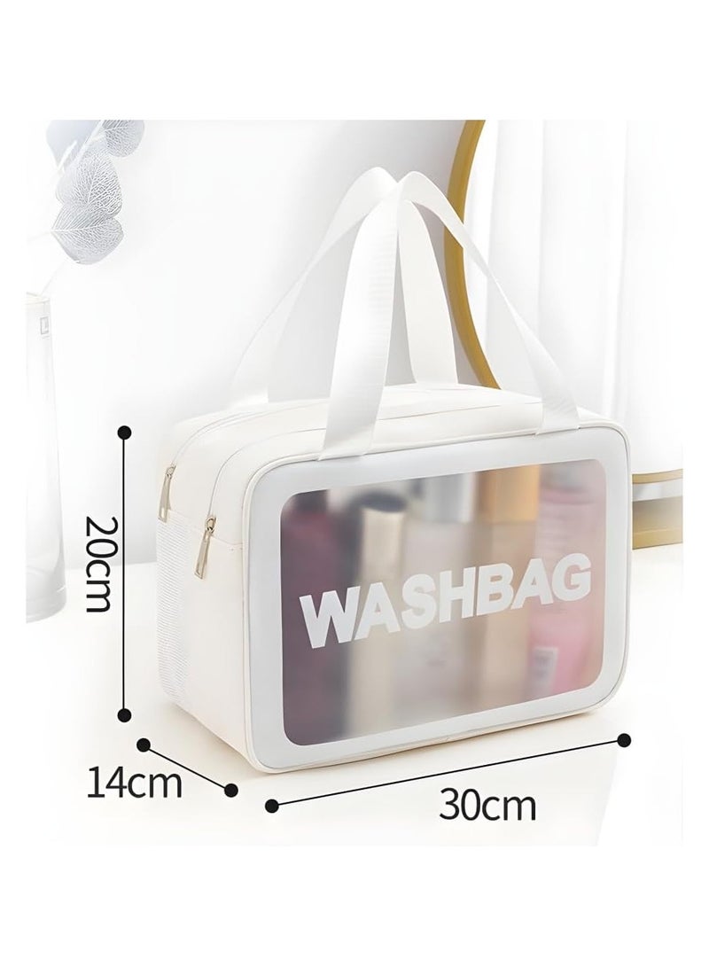 مجموعة حقائب أدوات الزينة للسفر من توميس، 3 قطع من حقائب مستحضرات التجميل الشفافة المقاومة للماء، حقيبة منظمة للرطب والجاف، حقيبة غسيل بمقبض وسحاب مزدوج،... - Image 5