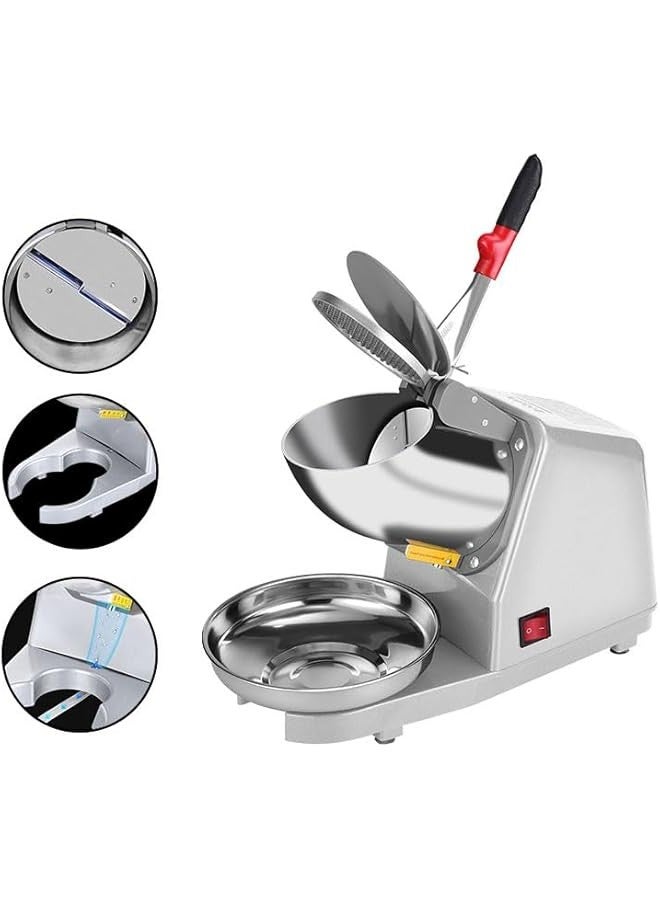 TRASSLE Electric Dual Blades Ice Crusher Shaver Snow Cone Maker Machine Silver 64kg/hr for Home and Commerical Use - Image 1
